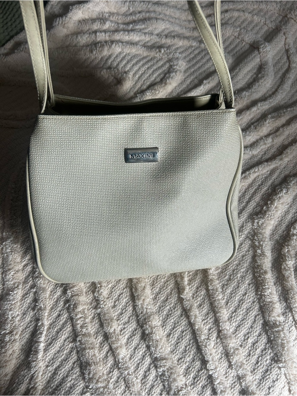 Vintage Maxime Cream Textured Shoulder Bag